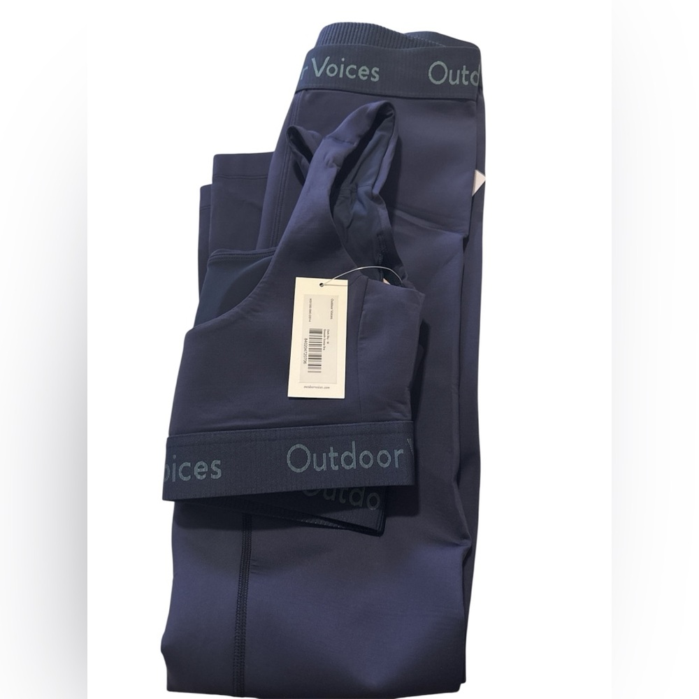 NEW NWT Outdoor Voices Dark Sky Smooth Scoop Bra and leggings set M